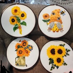 Sunflower Embroidery Hoop Art Set